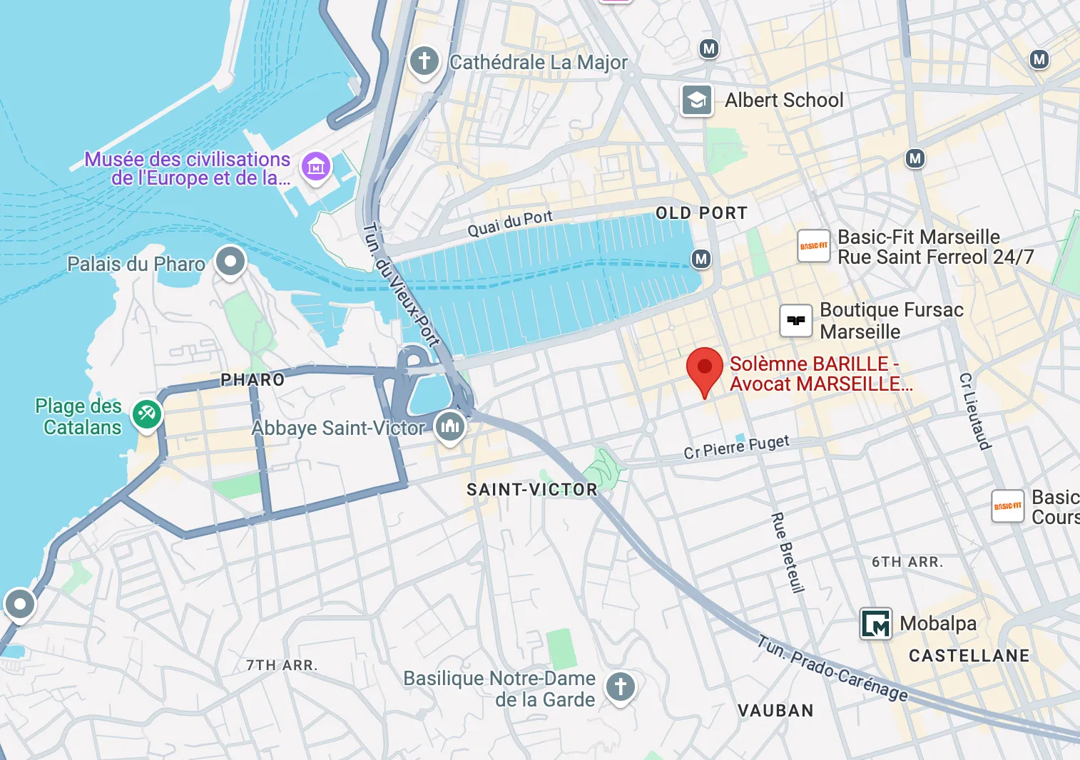 Carte Google Map du Bureau de Maitre Solèmne Barillé